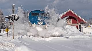 Amtrak Horn Plays Jingle Bells in Snow [upl. by Eseeryt]