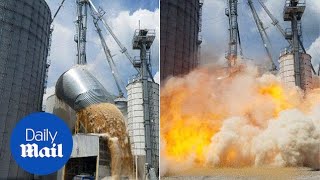 Shocking moment grain store explodes after collapsing  Daily Mail [upl. by Nuawed]