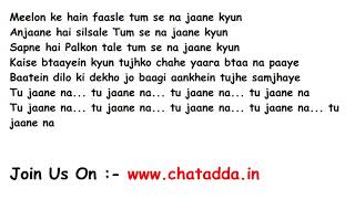 Tu Jaane Na Full Song Lyrics Movie  Ajab Prem Ki Ghazab Kahani 2009  Atif Aslam [upl. by Nylatsyrc]