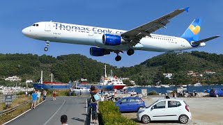 SKIATHOS  LOW Landings and JETBLASTS at the European St Maarten  40 MINUTES Skiathos only [upl. by Seligmann]