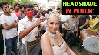 English bride headshave  Head shave women India 2021  Mundan ceremony vlog  Indian new barbershop [upl. by Blum]