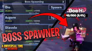 AUT How To SPAWNSUMMON ALL Bosses EASILY Roblox A Universal Time [upl. by Notsyrb984]