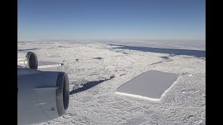 Flight Over a Rectangular Iceberg in the Antarctic [upl. by Ehav]