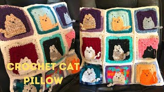 How To Crochet A Cat Pillow CoverCat Granny SquareEasy Beginner Crochet [upl. by Merilyn]