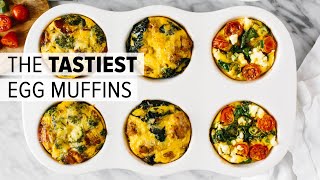 EGG MUFFINS 3 WAYS  healthy breakfast meal prep recipe [upl. by Eugor83]