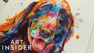 Artist Paints Pet Portraits With Beautiful Rainbow Watercolors [upl. by Iot394]