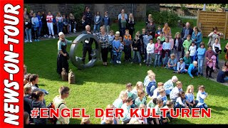 Engel der Kulturen Engelskirchen Stahlskulptur rollte durch die deutsche Stadt der Engel 192017 [upl. by Rubma]