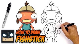 How to Draw Fortnite  Fishstick  StepbyStep [upl. by Chelsy]