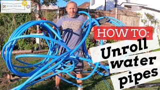 HOW TO UNROLL WATER PIPES Irrigation amp MDPE pipes [upl. by Suckow]