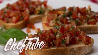 How to Make Italian Bruschetta  Recipe in description [upl. by Aay]