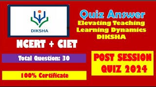 Quiz and answer Elevating Teaching Learning Dynamics on DIKSHA online teacher training course part 1 [upl. by Ellerol]