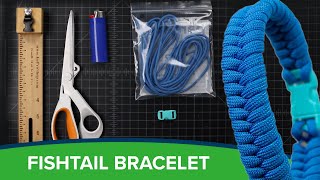 Paracord Fishtail Bracelet—Beginner Tutorial [upl. by Aterg]