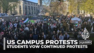 US campus protests against Israel intensify [upl. by Repard]