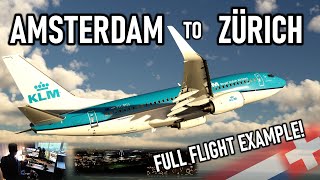 ✈️👨‍✈️ VATSIM Full Flight Amsterdam to Zürich  BUSY ARRIVAL  PMDG Boeing 737 in MSFS  Subtitles [upl. by Nidraj346]