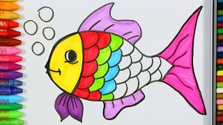 How to draw Fish  Drawing and Coloring for Kids [upl. by Frasco]