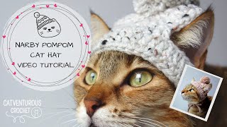 Narby Pompom Cat Hat  Catventurous Crochet [upl. by Ahsiam]