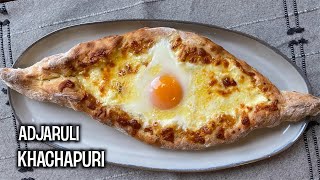 Adjaruli Khachapuri  Georgian Stuffed Cheese Bread  Xachapuri [upl. by Rexer]