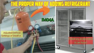 HOW TO ADD R404A REFRIGERANT INTO UPRIGHT FREEZER [upl. by Natsirt]