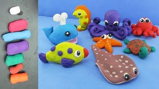 How To Make Clay Sea Animals  Learning The Names Of Sea Animals  Clay Modeling Projects 2 [upl. by Boys973]