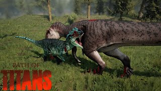 Ceratosaurus vs Allosarus  Path of Titans  Obsidian Jungle [upl. by Llesirg]