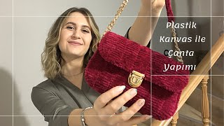 Plastik kanvas ile çanta yapımı • ÇEKİLİŞ • DIY bag tutorial with plastic canvas [upl. by Akimrehs628]