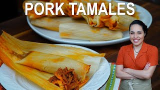 How to make RED pork tamales  AUTHENTIC Mexican tamales recipe  Villa Cocina [upl. by Martino993]