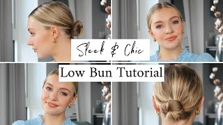 LOW BUN TUTORIAL  SLEEK amp EASY HAIRSTYLE [upl. by Audrye]