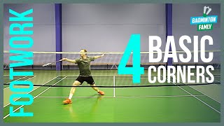 Basic FOOTWORK badminton  4 corners [upl. by Repsac]