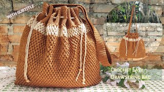 Crochet Easy Drawstring Bag  Easy Crochet Bag Pattern by marniascrochet [upl. by Cavill686]