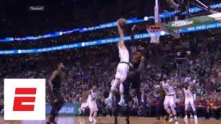 Jayson Tatums posterizing dunk on LeBron James Angles and reactions from around the world  ESPN [upl. by Leontine]