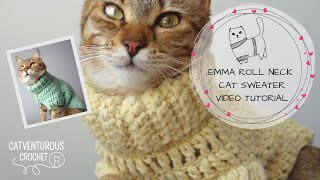 Emma Roll Neck Cat Sweater  Catventurous Crochet [upl. by Yarak]