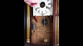 Seth Thomas Brass Movement Weight Driven Clock Chime Wind [upl. by Auqinu]