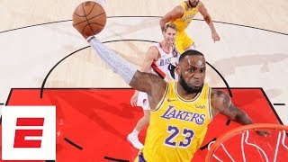 LeBron James makes debut Lakers lose season opener vs Blazers  NBA Highlights [upl. by Yenffad]