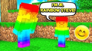 MEETING JR RAINBOW STEVE IN MINECRAFT [upl. by Truelove676]