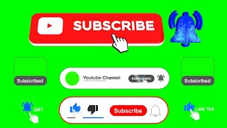 Top 10 Youtube Subscribe Buttons and Bell Icon Animation Green Screen [upl. by Ahsimek]