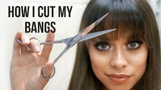 How I Cut My Bangs  Wispy  Straight Across [upl. by Leoj]