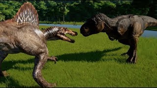 Spinosaurus vs TRex Indominus Rex Spinoraptor Indoraptor Giganotosaurus Carcha amp Allosaurus [upl. by Ahsinom]