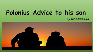 Polonius advice to his son  Poem  William Shakespeare  Second year English  Dr Sharada [upl. by Lynna]