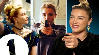 quotPew Pew Pewquot Florence Pugh on Black Widow and Little Women [upl. by Nyletac]