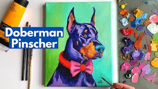 Mastering Dog Portraits Painting a Realistic Doberman Pinscher [upl. by Ffilc]