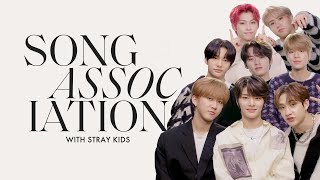 Stray Kids Sing Justin Bieber Adam Levine and quotLevanterquot in a Game of Song Association  ELLE [upl. by Anaidni]