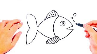 How to draw a Fish Step by Step  Drawings Tutorials for Kids [upl. by Naylor]