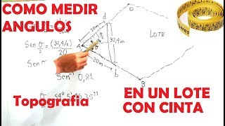 COMO MEDIR ÁNGULOS CON CINTA Topografía [upl. by Dilaw]