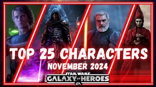 The Top 25 Characters in SWGOH  November 2024 [upl. by Ricarda998]