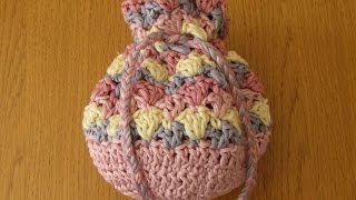 VERY EASY crochet drawstring bag tutorial  crochet purse for beginners [upl. by Gnilyam]