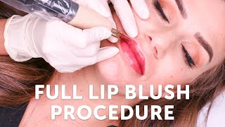 Full Lip Blush Procedure  Tina Davies Professional I 💋 INK [upl. by Millhon476]