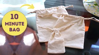 Easy drawstring bag in 10 minutes Great for scraps ✂️ [upl. by Dre]