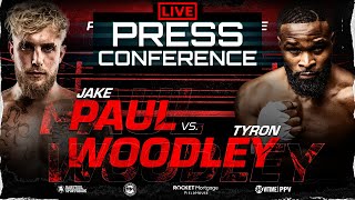 Jake Paul vs Tyron Woodley OFFICIAL PRESS CONFERENCE amp FACEOFF [upl. by Gnous]