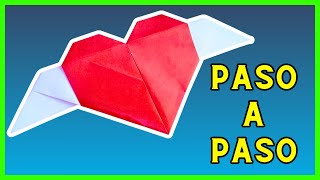 ⩥ Cómo hacer un CORAZÓN de papel con ALAS [upl. by Konikow]