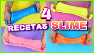 4 RECETAS PARA HACER SLIME  SLIME FÁCIL Y SIN BÓRAX  NatyGloss [upl. by Chaffee]